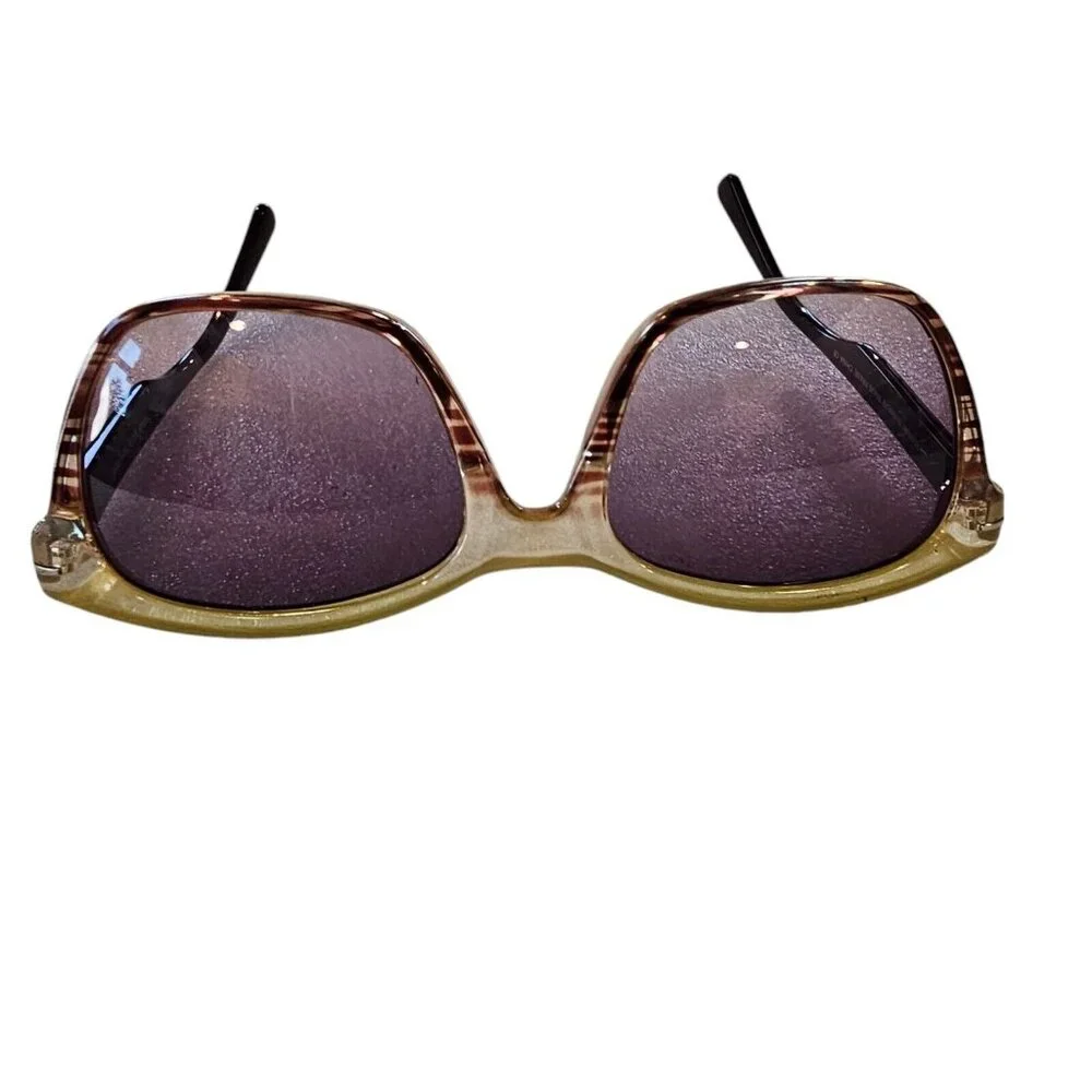 Cateye Runway Sunwear Sunglasses Cream Purple Lenses Retro‎ Mod RS639 Khaki